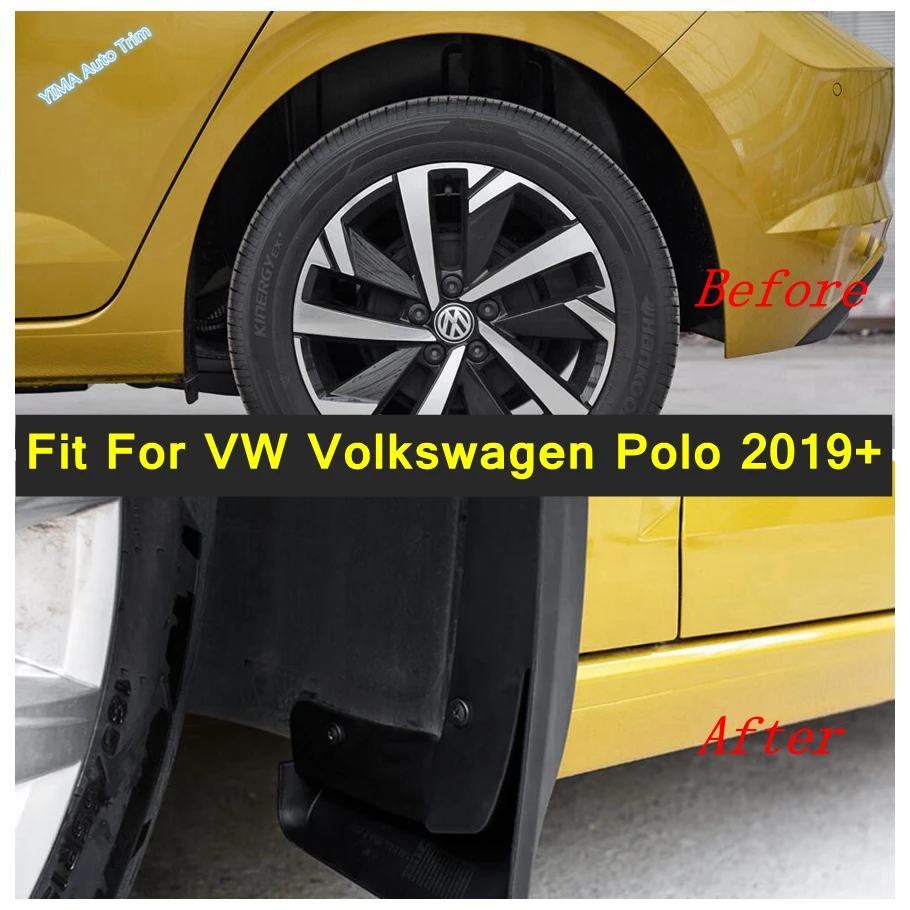 

Plastic Front and Rear Mud proof Mudguards Splash Flaps Cover For VW Volkswagen Polo 2019 - 2023 Black Style Auto Accessories