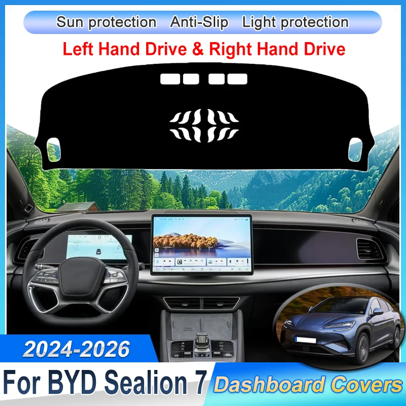 

Flannel Anti UV Slip Mat Car Dashboard Cover Pad For BYD Sealion 7 2024 2025 2026 Accessories Dashmat Sunshade Protective Carpet