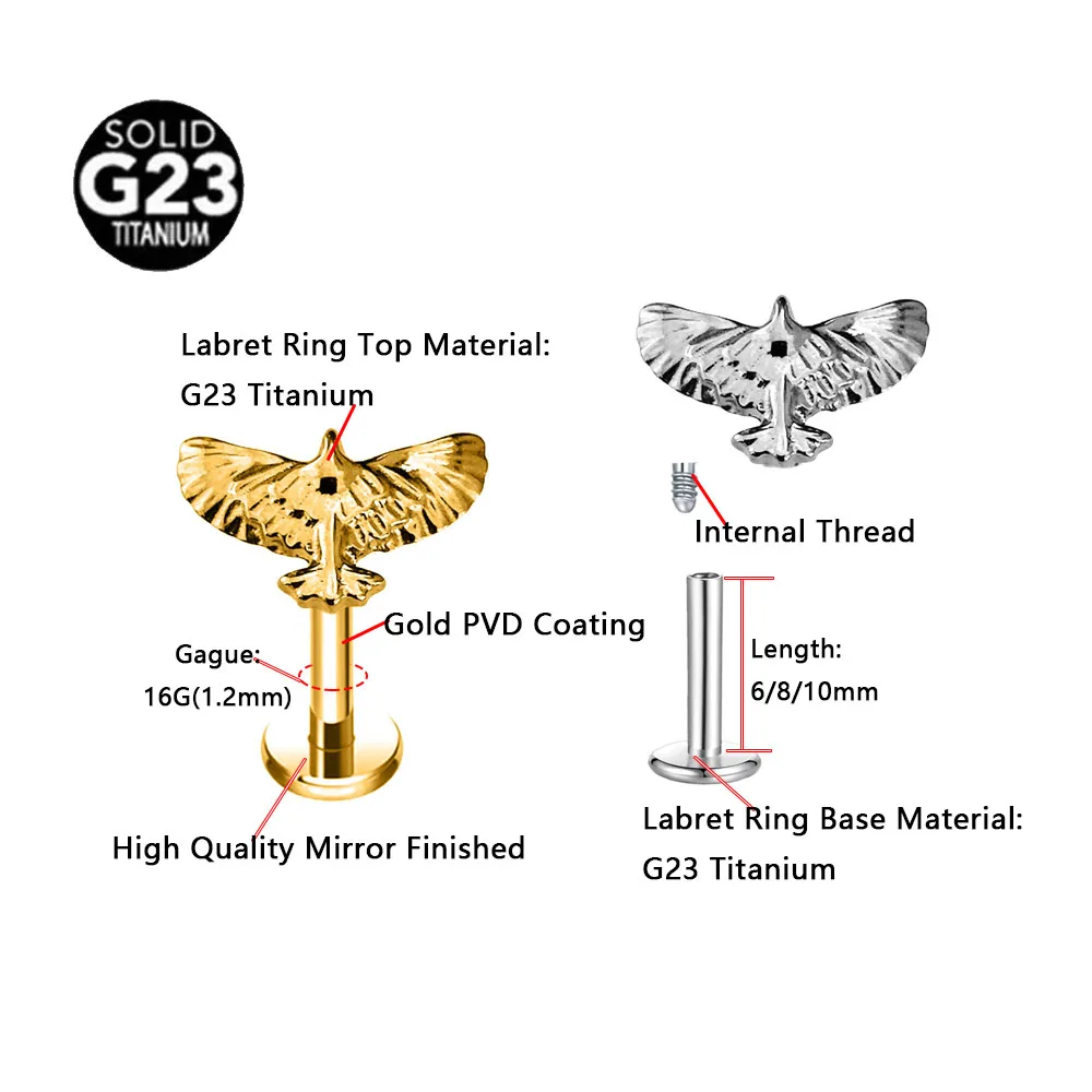 Titanium Snake Bee Drop Butterfly Labret Piercing Earring