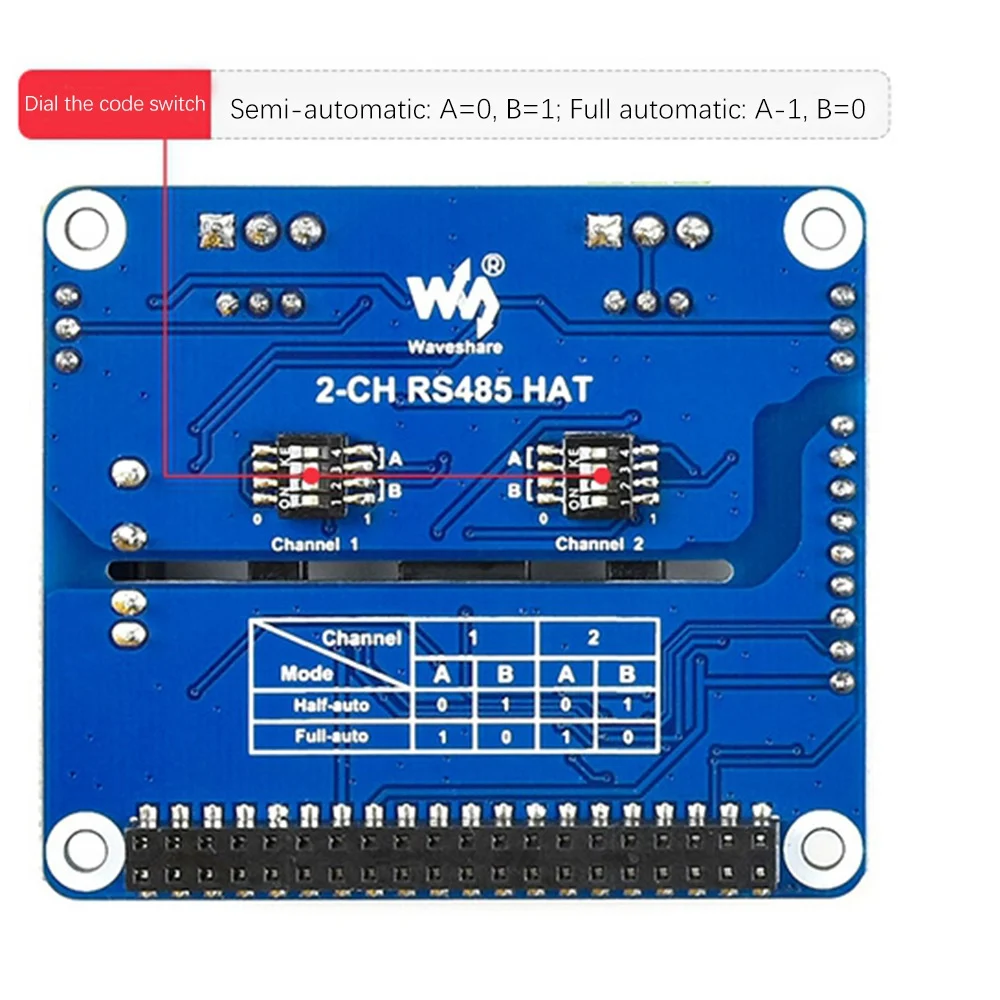 Wave share Dual-Channel-isoliertes RS485-Erweiterungsplatinenmodul für Himbeer-Pi 40-Pin-GPIO-Onboard sc16is752/sp3485