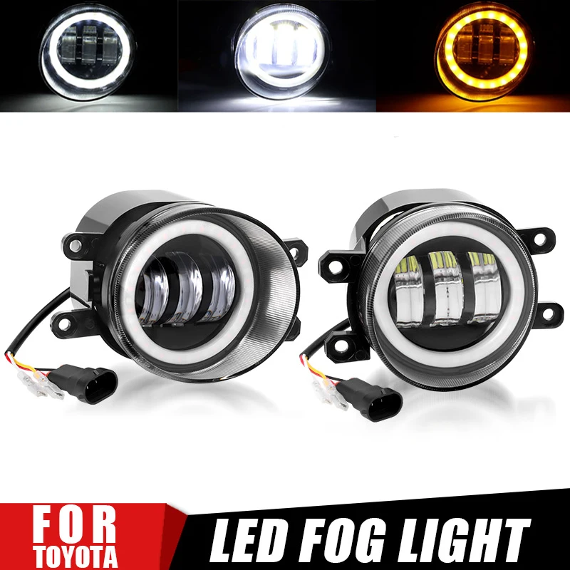 3.5inch LED Fog Lights DRL Halo Ring 12V Auto Foglamp for Toyota RAV4 Yaris Venza 2007 2008 2009 2010 2011 2012  Plug&Play H11