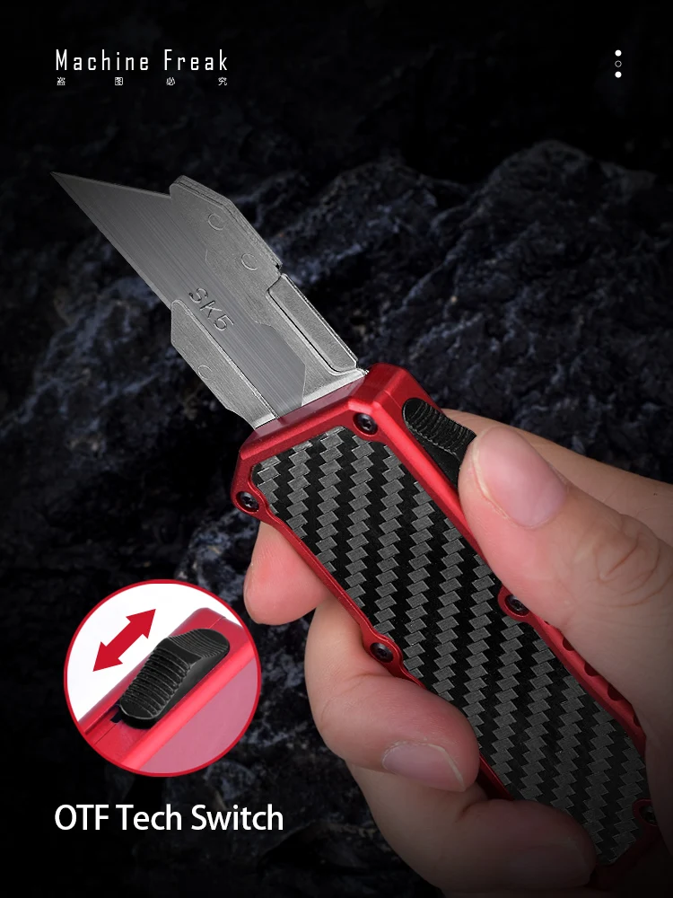 EDC OTF Utility Knife Carbon Fiber Paper Knife Wallpaper Cutter Aluminum Alloy Handle Exocet SK5 Blades Pocketknives Original