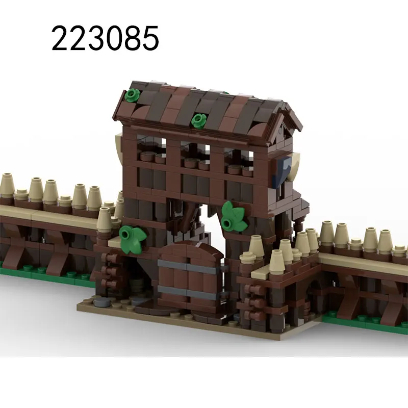 

MOC-223085 424 шт., ворота замка, строительные блоки из мелких частиц, средневековый замок 216945, модель расширения забора, игрушка