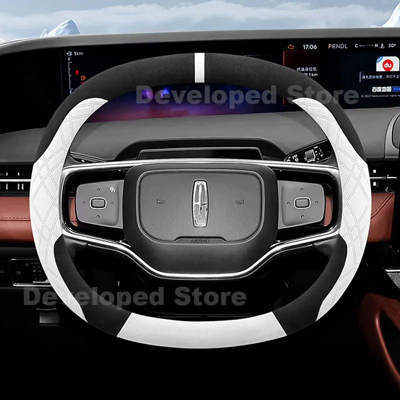 Suede Warm Car Steering Wheel Cover For ALL New Lincoln Nautilus 2025 2026 Heated Steering Wheel Cover Auto interior Accessories