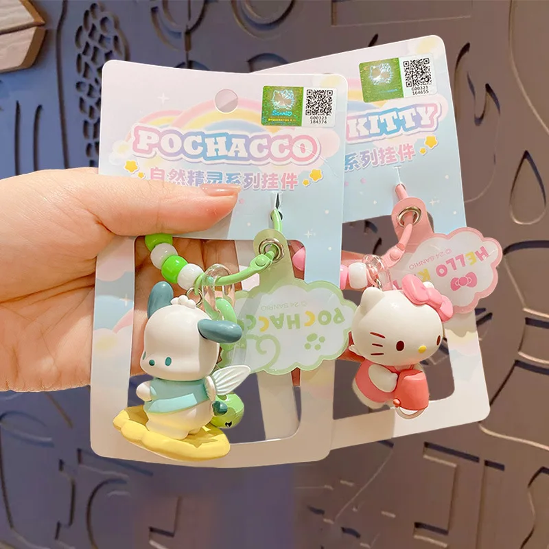 MINISO Sanrio HelloKitty Cinnamoroll Kuromi Torba na telefon komórkowy, brelok do kluczy samochodowych na przyjęcie urodzinowe dla dzieci