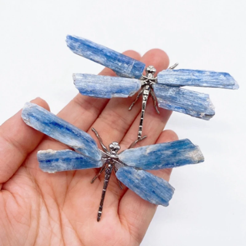 Promotion! Kyanite Dragonfly Figurine Crystal Stone Crafts Butterfly Mineral Home Decoration