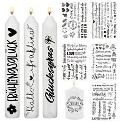 Happy Birthday Candle Stickers Self Adhesive Water Transfer Sticker Candle Cups Tattoo Diy Birthday Candle Decoration Kit