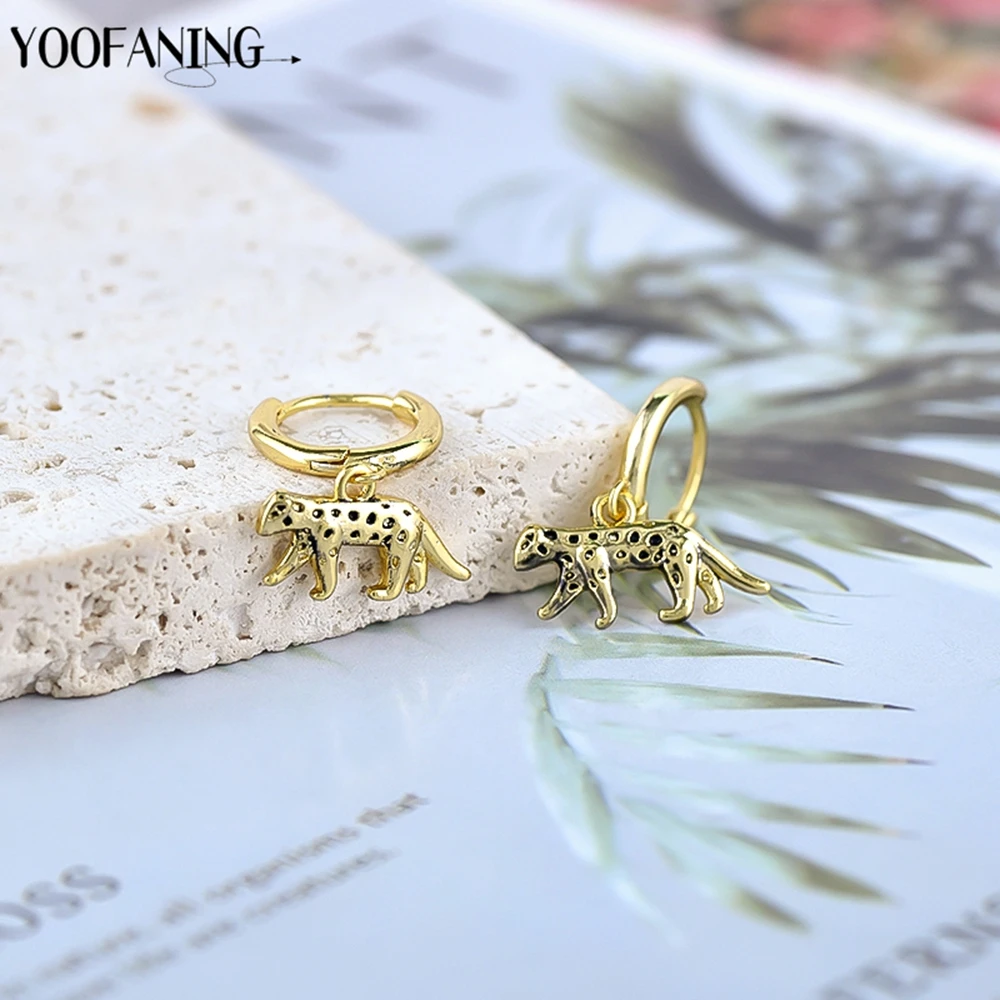 925 Sterling Silver Ear Needle Exquisite Luxury Hoop Earrings Unique Leopard Pendant Animal Design Women\'s Earrings Jewelry Gift