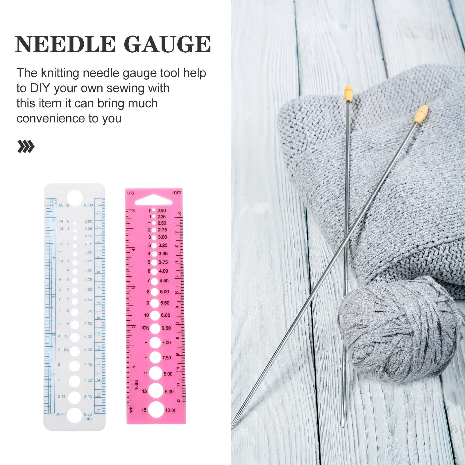 4Pcs Knitting Needle Gauge Tool Plastic Measuring Rulers Multifunction Weaving Tools Sewing Accessories Knitting Sweater Needle