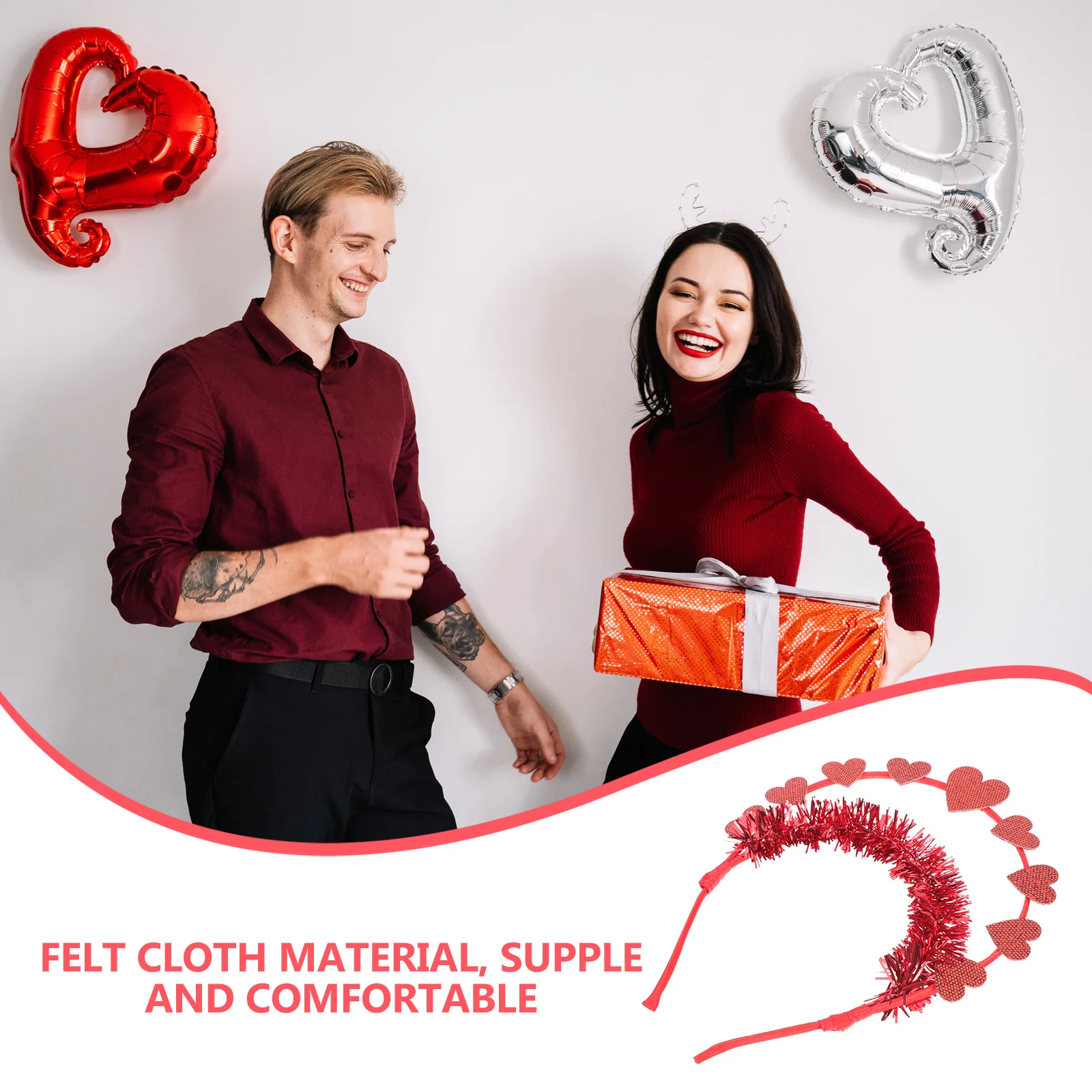 

Heart Shaped Hair Hoop Felt Headband Adult Decor Valentine Party Supply Hair Accessory Female Bright Color Size Groups