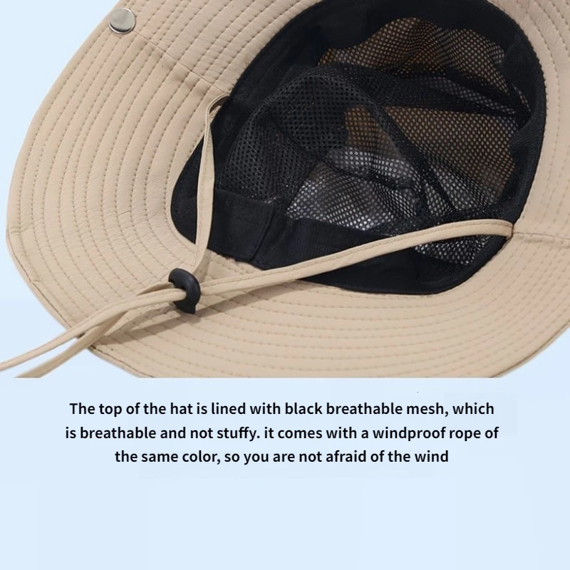 

Summer Outdoor Oversized Men's Wide Brim Sun Hat - Waterproof UV Protection Safari Bucket Hat for Fishing Hiking Climbing