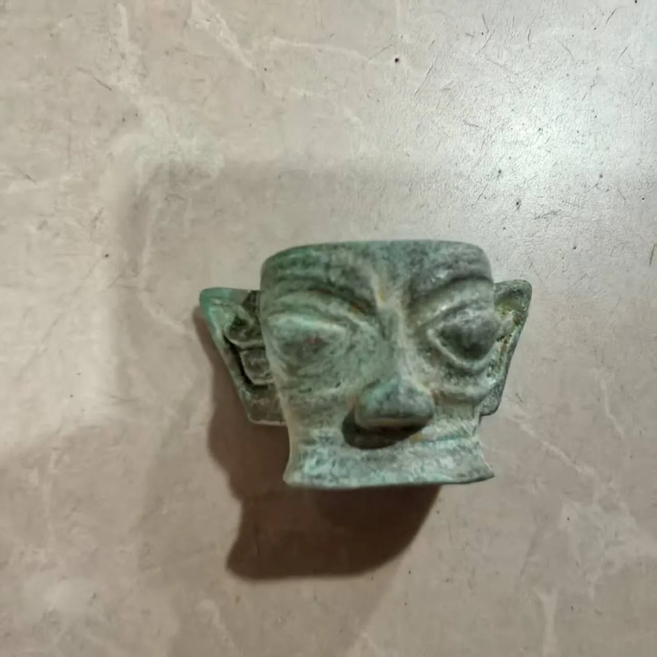 China Old be unearthed collectibles,From Countryside Bronze Humanoid face facial