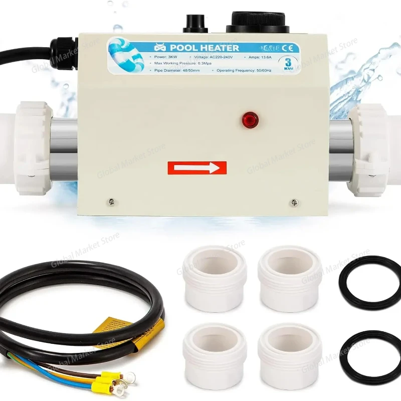 

3KW 220V Pool Heater Electric Swimmming Pool Water Heaters Hot Tub Thermostat with Adjustable Temp Control for Pool Spa Bathtub
