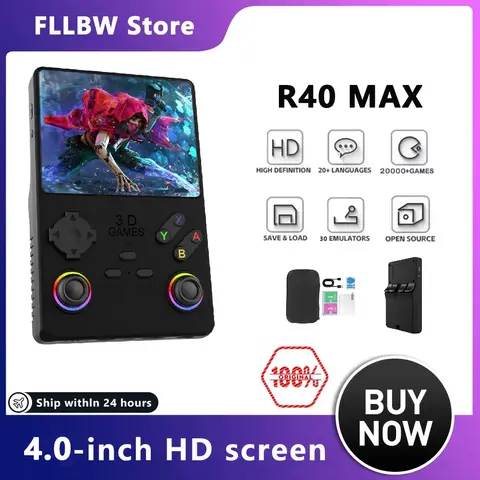 2025 V40 MAX 휴대용 게임 콘솔 4인치 IPS 화면 4000mAh 배터리 조이스틱 RGB 조명 효과 256GB 4만개 이상의 게임 탑재