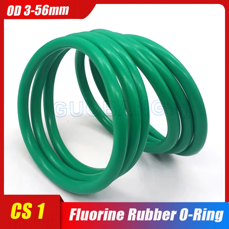 

FKM Green Fluorine Rubber O-Ring CS 1mm OD 3mm-56mm Thickness O-Rings Sealing Gasket Oil Resistant Acid & Alkali Resistant