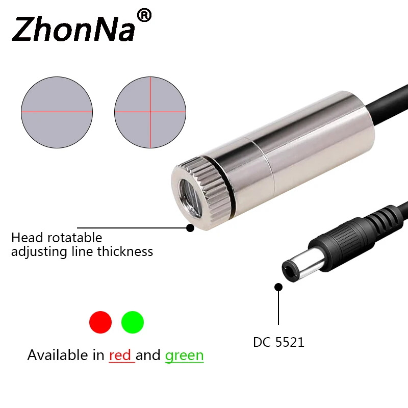 520nm 5mW Green Point Line Cross Laser Module Head Glass Lens Focusable Industrial ClassDC 3V-5VmanufacturerFree Customization