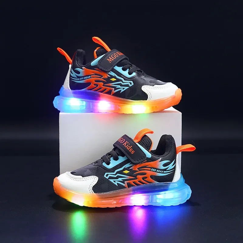 

Spring New Children's Sports Shoes Illuminated Children's LED Light Shoes Soft Sole Boys' Casual Running Sneakers 3-10 Year Old