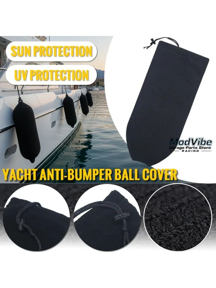 Boot Fender Cover Protector Anti-Collision Ball Sleeve Protection Zwart fluweel Anti-UV voor marineboot Zeiljacht Bumper - afbeelding 2