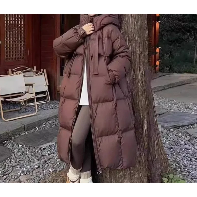 Cappotto invernale nero 2024 nuova giacca Parka in cotone spesso da donna cappotti larghi oversize coreani con cappuccio cappotto lungo Casual