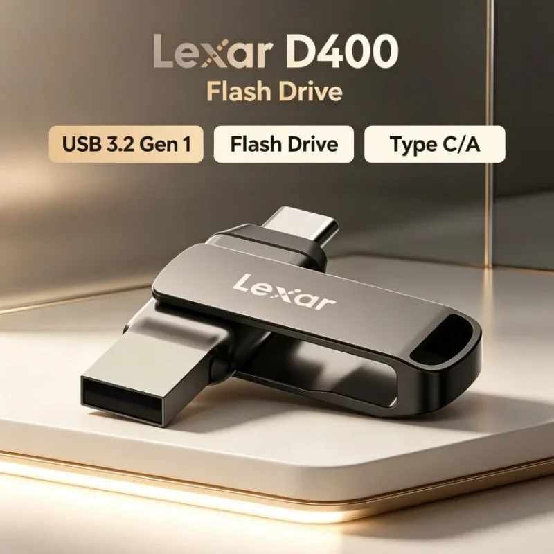 Lexar JumpDrive D400 USB Flash Drive 64GB 128GB 256GB USB 3.2 Gen 1 Dual Slot Type C/A For PC/Mac