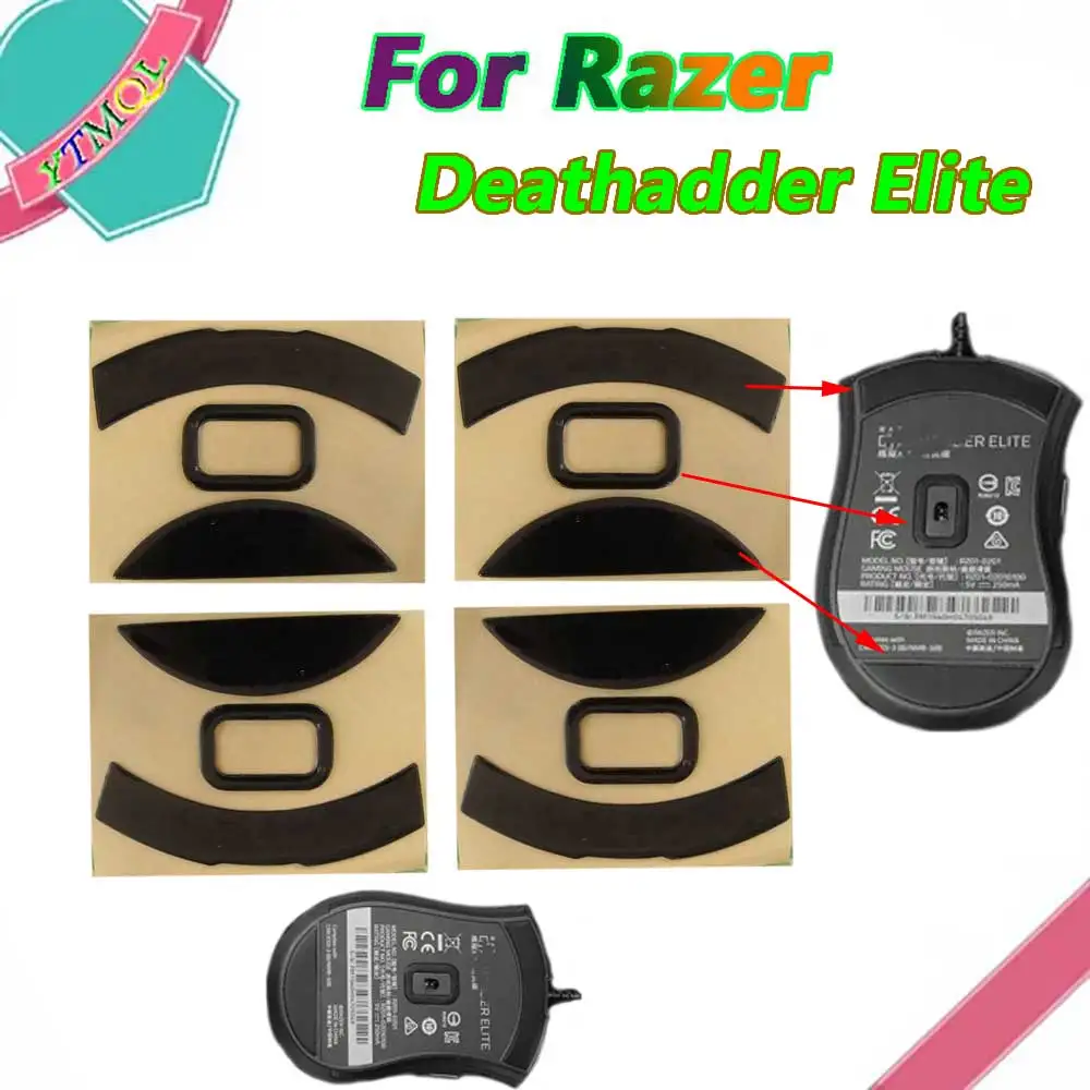 1-10set Mouse Feet Skates Pads For Razer  Deathadder Elite wireless Mouse White Black Anti skid sticker replacement connector