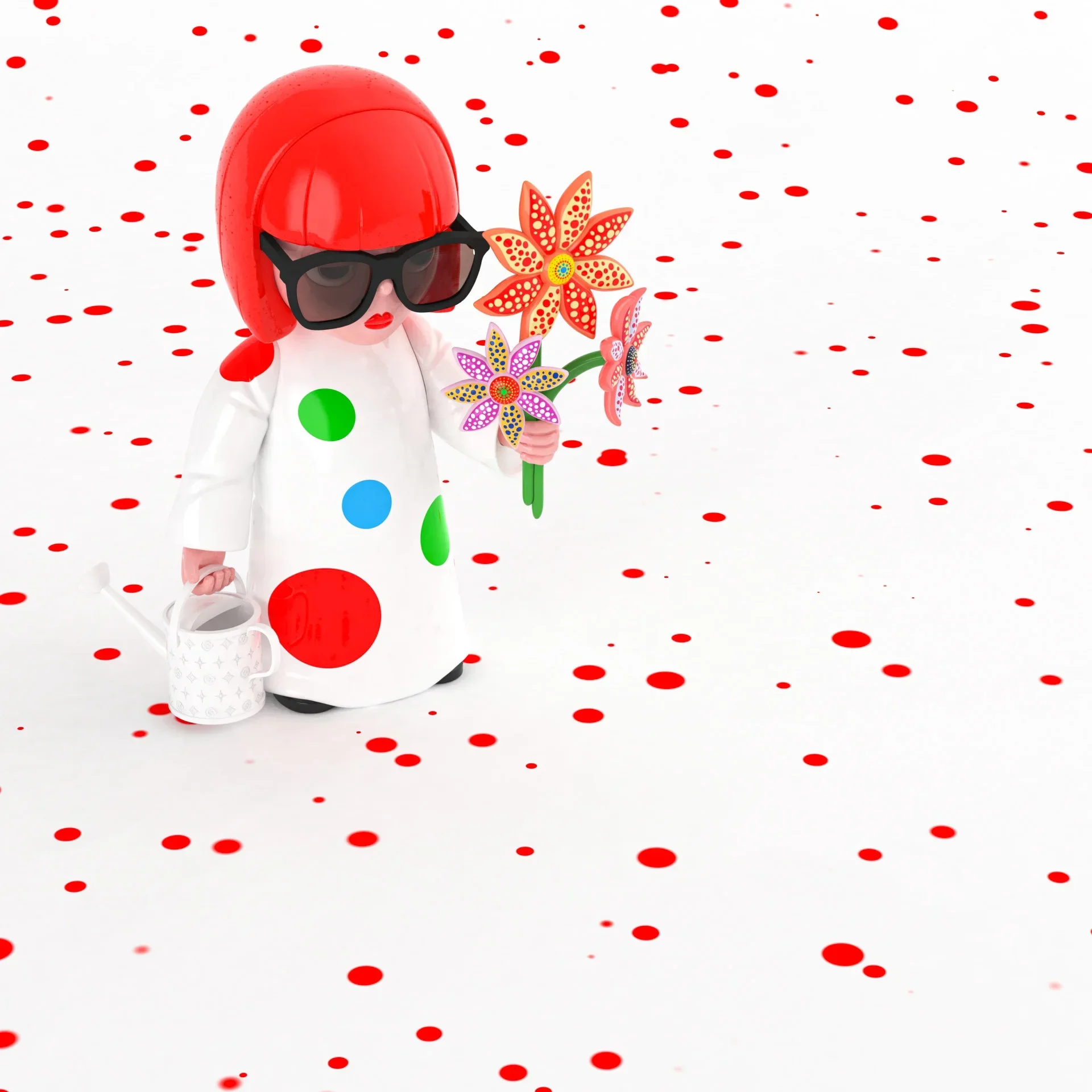 草間彌生水玉アートカボチャの花潮遊びフィギュアトレンド装飾卓上飾りクリエイティブ男性と女性のギフト