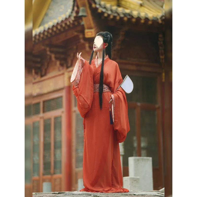 Warring States robe train straight train su larga scala 2024 new spring and summer adult Hanfu women\'s ancient style