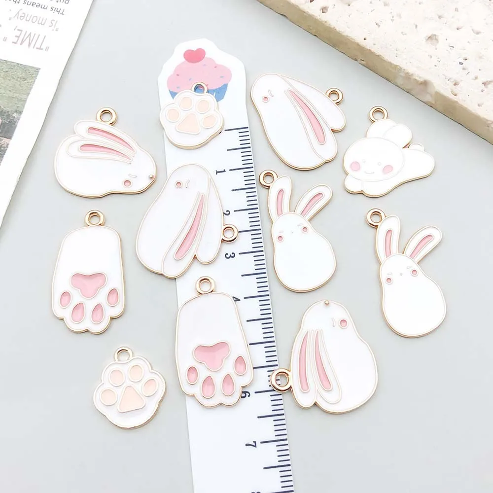 12 قطعة/الوحدة لطيف الكرتون الأرنب سحر سبائك الحيوان المعلقات ل سوار ذاتي الصنع قلادة أقراط مجوهرات صنع الملحقات #3