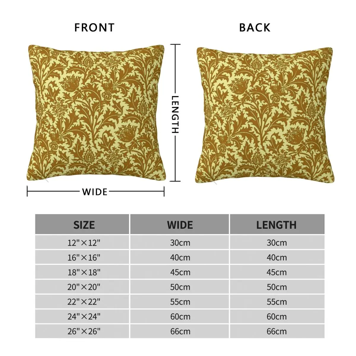 William Morris Thistle Mustard Gold Pillowcase Polyester Linen Velvet Creative Zip Decor Sofa Cushion Cover