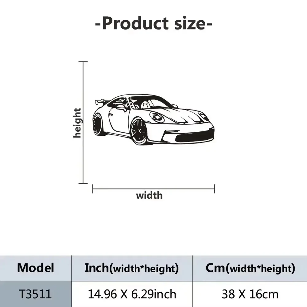 Sports Car Silhouette Metal Wall Art Modern Race Car Line Art Metal Sign for Home Garage Living Room Man Cave Decor