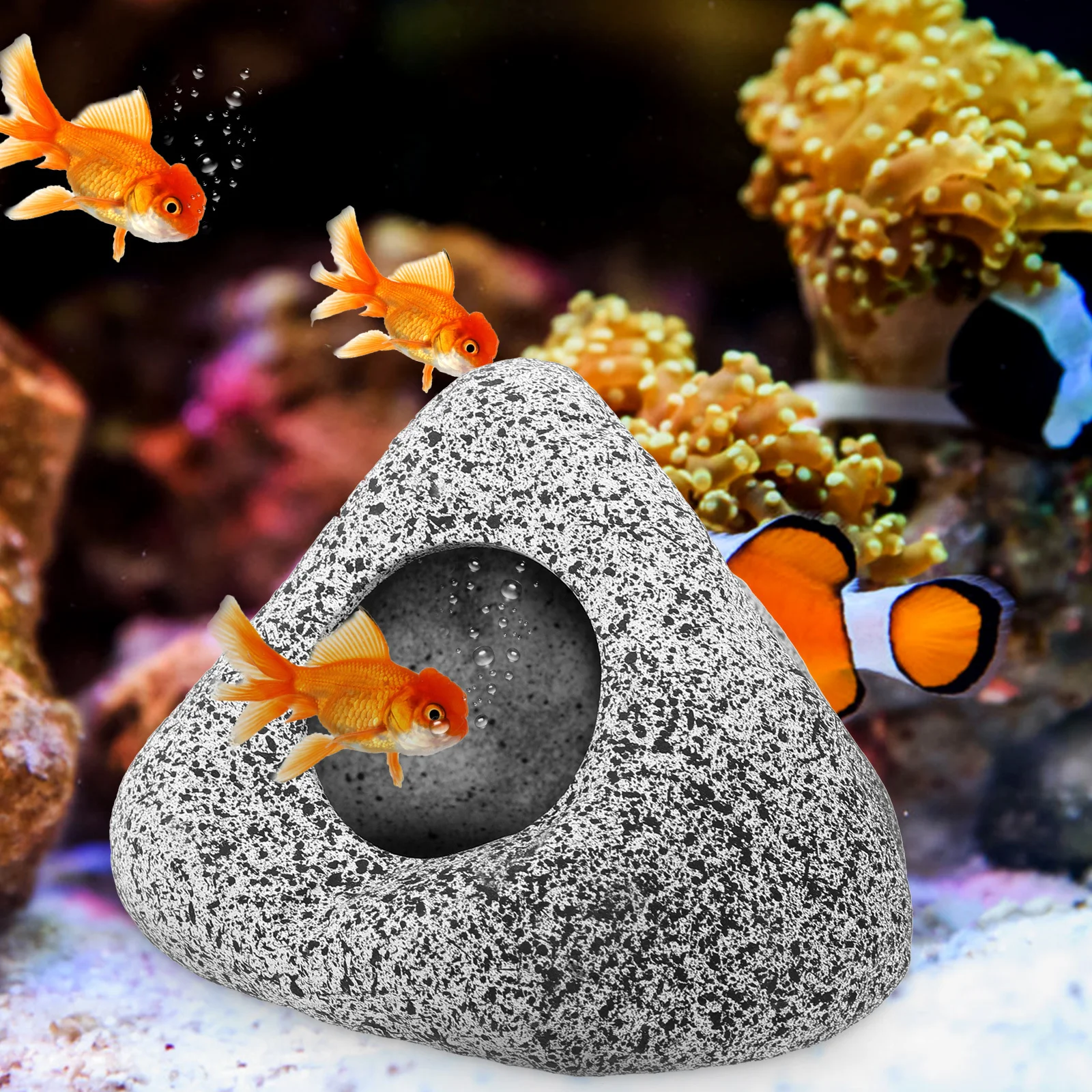 

Tabletop Fish Cave Desktop Aquarium Decor Fish Hideout Visual Appeal Long Lasting Resistant Material Habitat Decor
