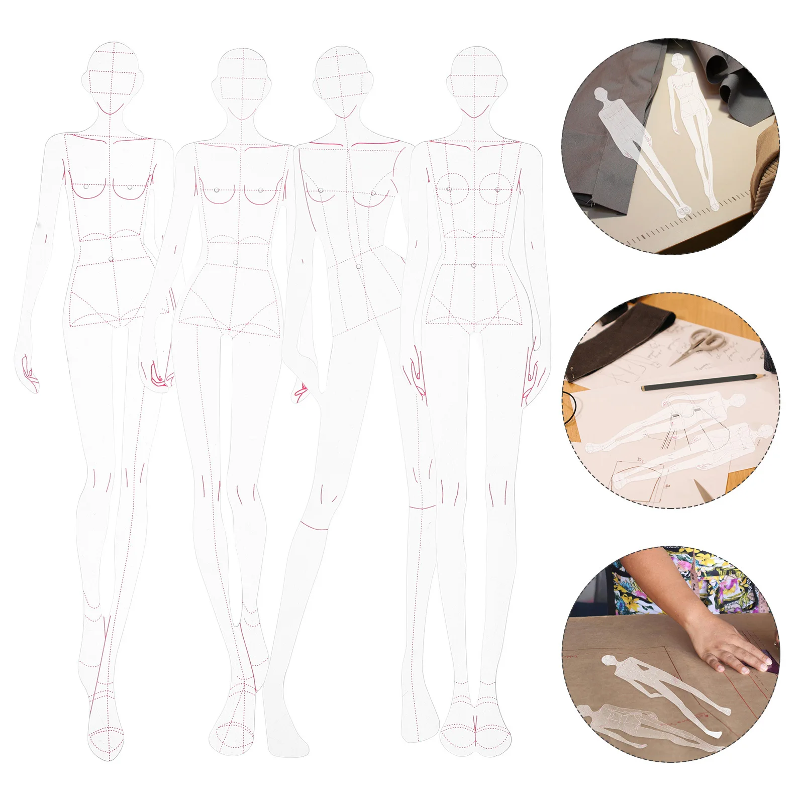 مجموعة واحدة من مساطر بلاستيكية آمنة ومتينة لشخصيات الملابس النسائية وقوالب رسم ومسطرة قطع الخياطة لصانع الأنماط