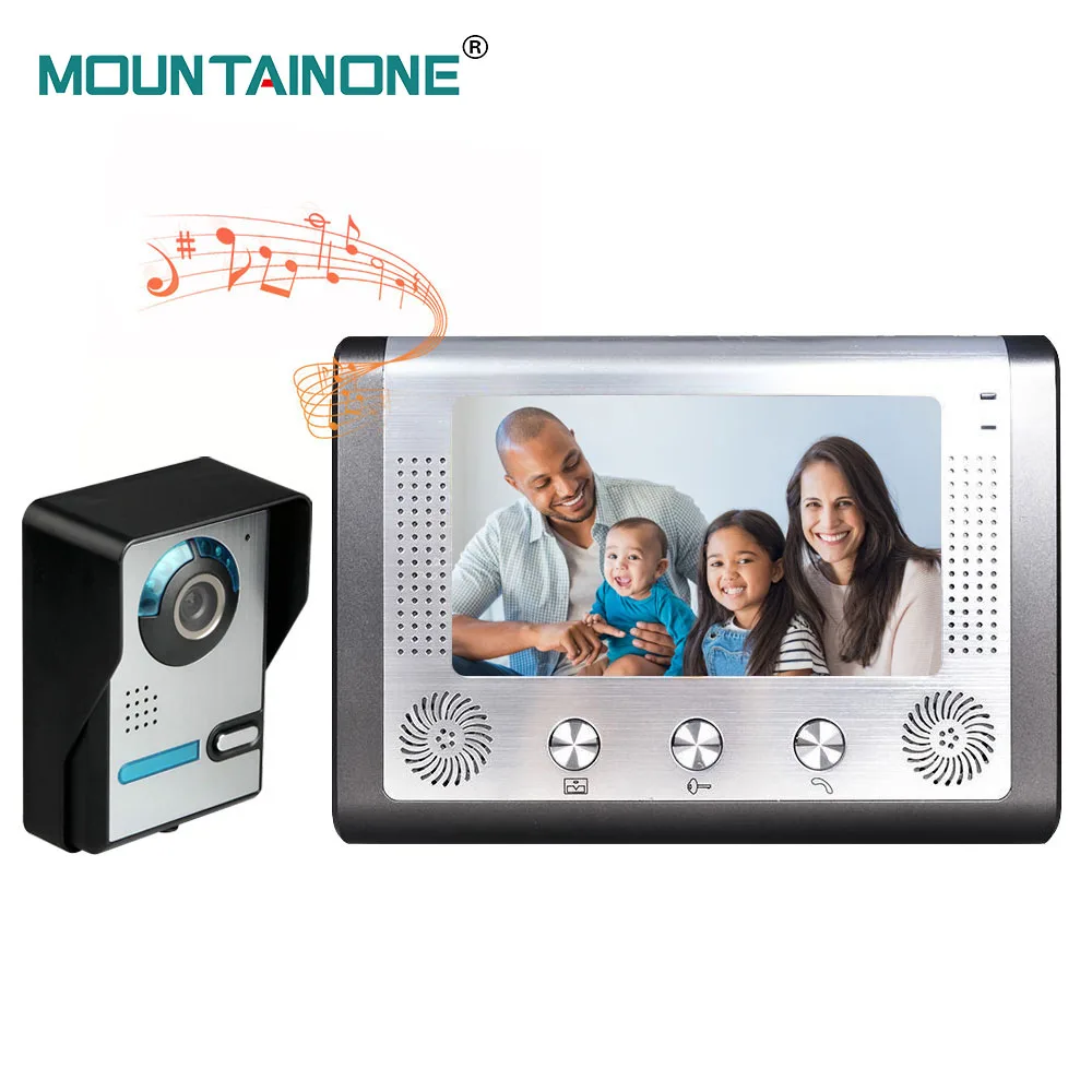 

MOUNTAINONE 7 Inch Video Door Phone Doorbell Intercom System with Camera 1000TVL Unlock Talk Waterproof