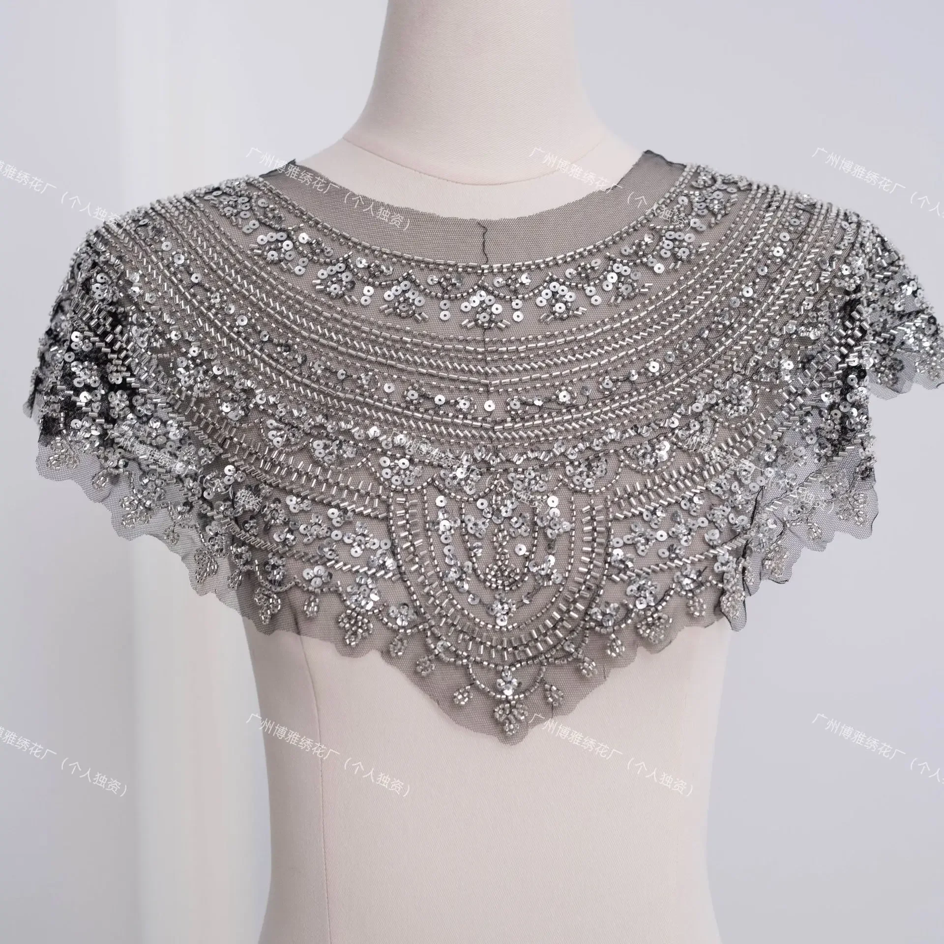 1set New Sew on Fashion Wedding Rhinestone Beaded African Collar Necklace Patches Appliques for Party DIY