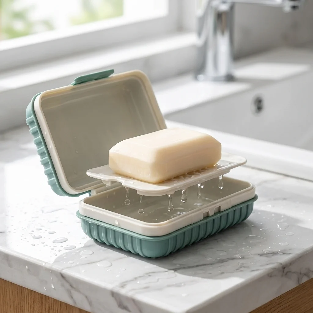 Square Travel Soap Box Household Portable Soap Dish Bathroom Shower Soap Holder for Home Travel Use Waterproof Drainable Soap St