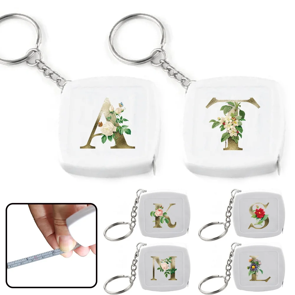 

2m Compact Retractable Tape Measure Dual Scale Sewing Measuring tool Home Use Office Supply Golden Flower Letter Pattern