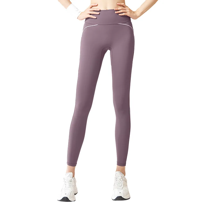 Pantalones de Yoga para mujer, mallas de Color sólido, Leggings femeninos de cintura alta, levantamiento de cadera, Control de barriga, alta elasticidad, Fitness, gimnasio, Q559