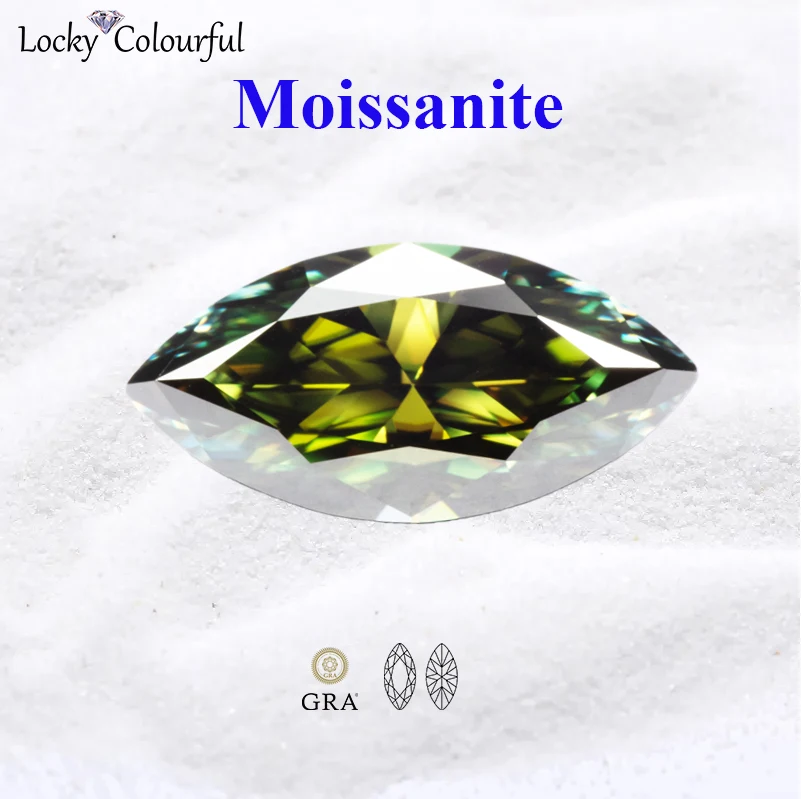 

Moissanite Marquise Shape Natural Yellow Green Color VVS1 with GRA Certificate Beads for DIY Charms Jewelry Making Materials