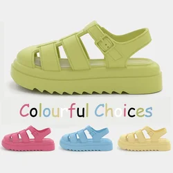 Women Chunky Platform Roman Style Sandals 2025 Summer Soft Shoes Elegant Fashion Woman Closed Toe Non-Slip Beach Slides Sandals