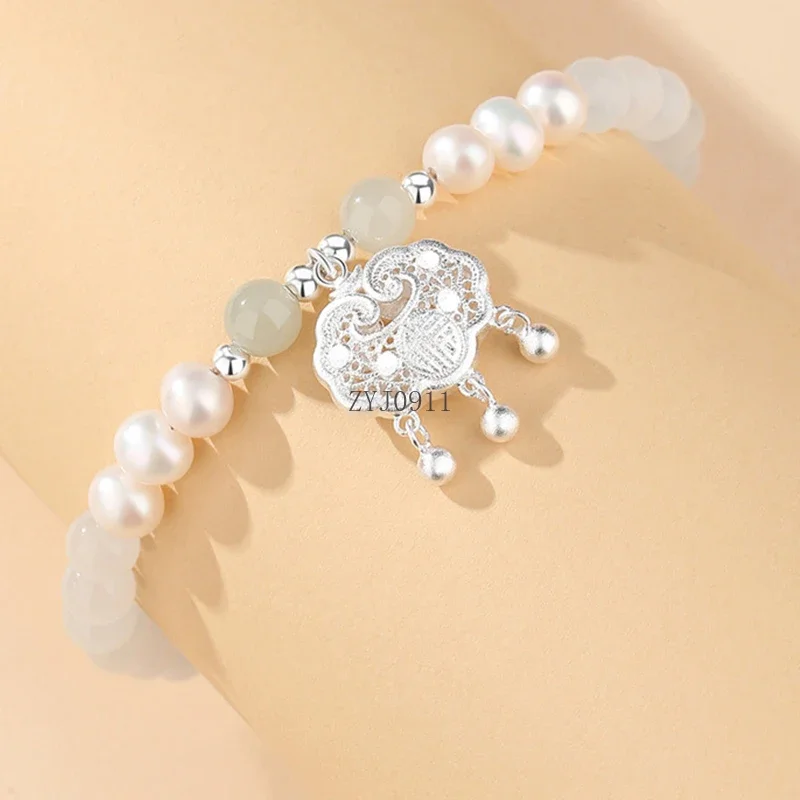* Nuovi accessori per perle da donna, gioielli creativi di fascia alta di lusso leggero, braccialetto con lucchetto di sicurezza in argento, regalo di compleanno, regalo di anniversario
