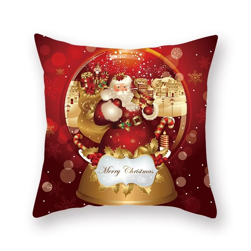 Christmas Pillow Cases Cartoon Santa Snowman Elk Sofa Cushion Cover Durable Christmas Pillowcase for Sofa Living Room Bedroom