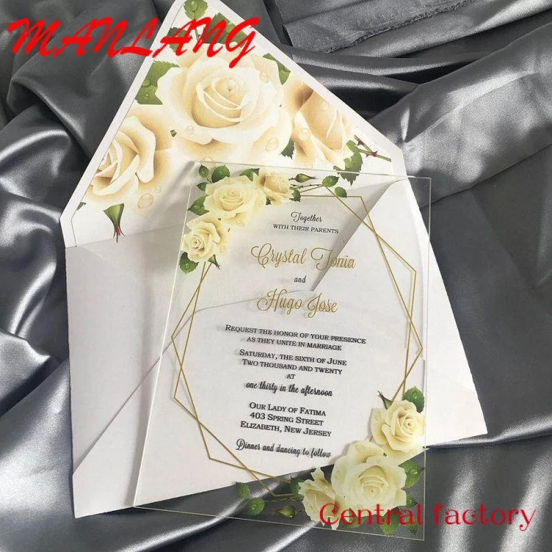 

Custom Customized Acrylic UV printing transparent wedding acrylic invitations custom printed greeting wedding invitation card