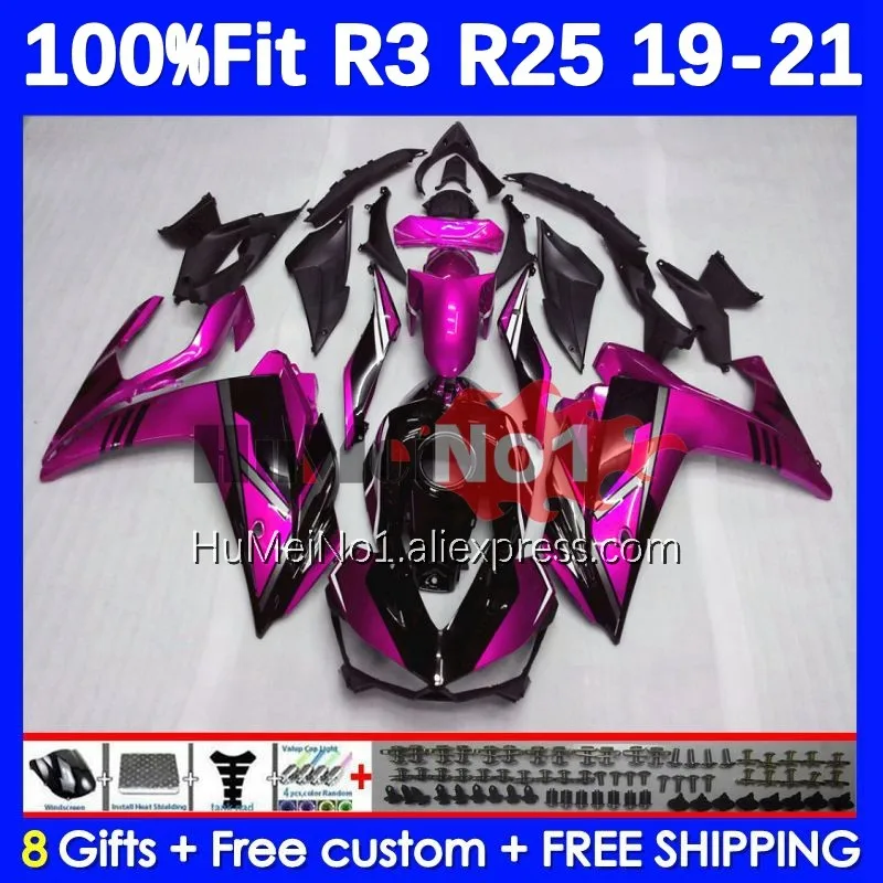 Injection For YAMAHA YZF-R3 Pink black YZFR25 YZF-R25 R 3 25 374No.16 YZFR3 YZF R3 R25 19 20 21 22 2019 2020 2021 2022 Fairing