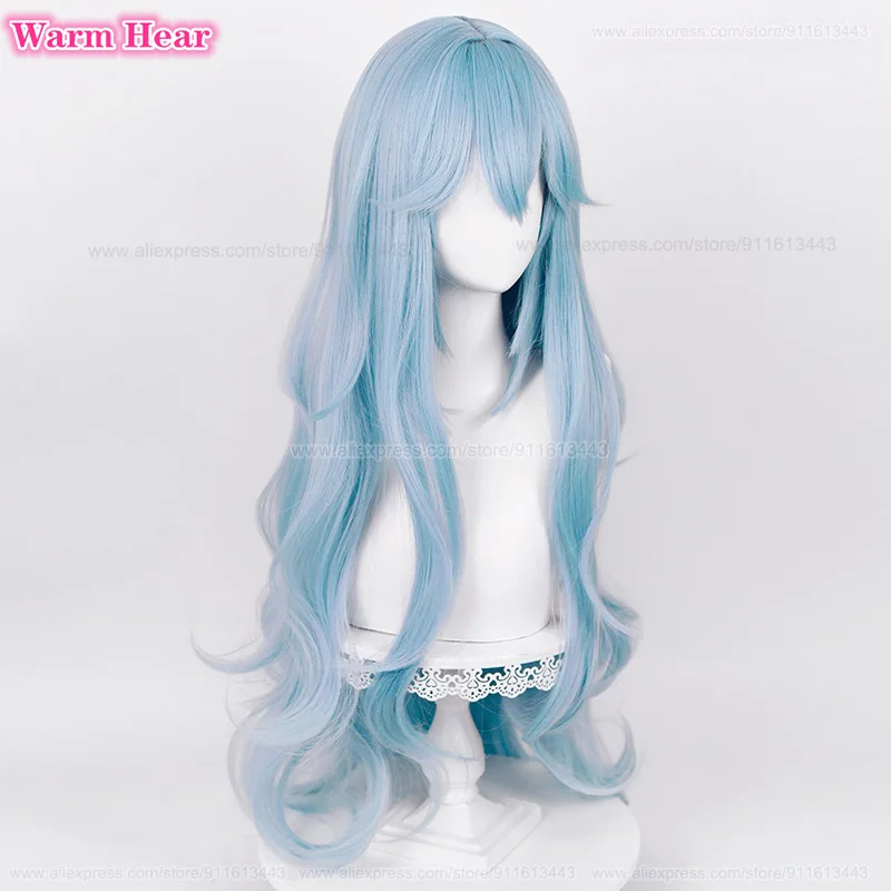 Anime OligSynthétique Ayanami Rei Cosplay Perruque pour Femme, Cheveux Bouclés Bl192.Longs, Perruques de ixd'Halloween, Bonnet, Degré de Chaleur, 100cm