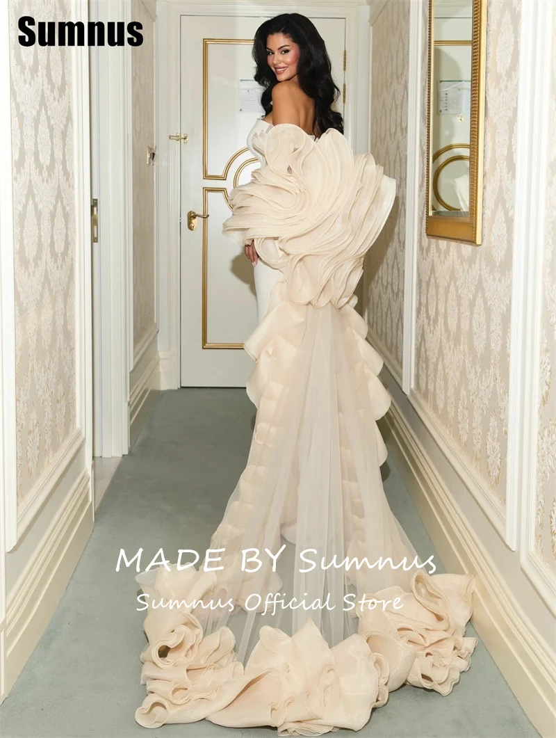 Suknie wieczorowe Sumnus w stylu nowoczesnej syreny, dekolt w serduszko, z peleryną, długość do podłogi, suknie na formalne okazje, فساتين سهرة, możliwość personalizacji