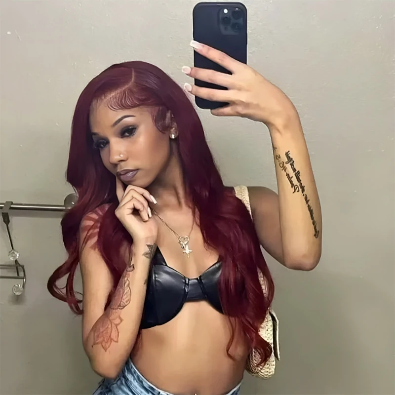 

Burgundy 99J Body Wave 13x6 Hd Lace Frontal Human Hair Wig Transparent Lace Front Wigs For Women Brazilian Red Colored Remy Wig