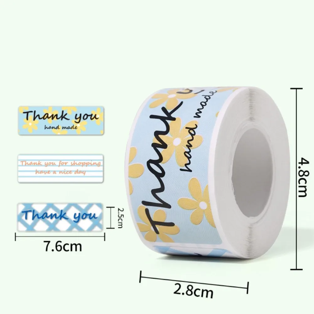 120Pcs/Roll Multicolor Thank You Stickers Mixed Pattern Gift Seal Stickers For  Rectangle Handmade Small Business Decoration Tag