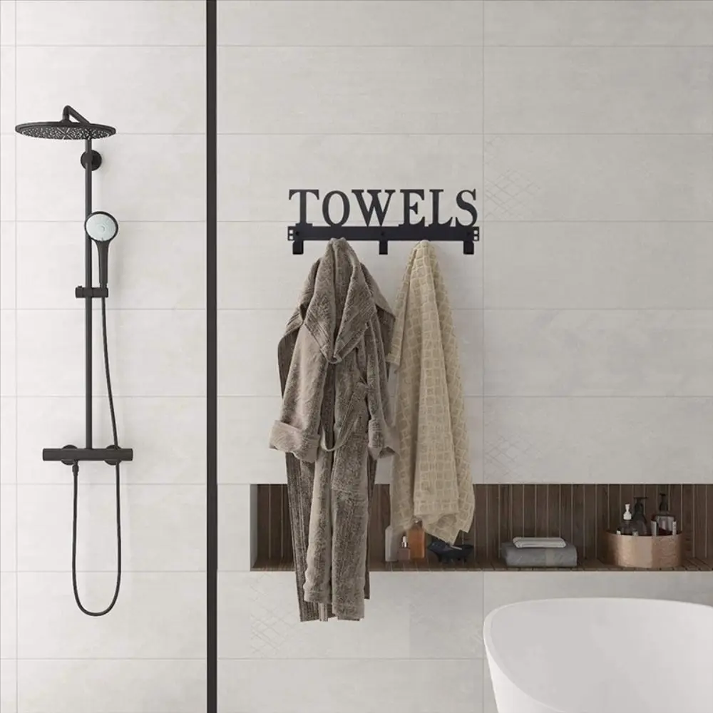 

Multifunctional Anti-slip Towel Rack Wall Mounted 5 Hooks Bathroom Coat Hooks No-Punch Towel Hanger Door Hooks Kitchen Storage