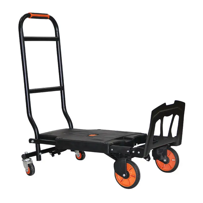 custom.Industrial Folding Shopping Cart Storage Trolley Portable Four-Wheel Hand Cart with Heavy Duty Load Capacity