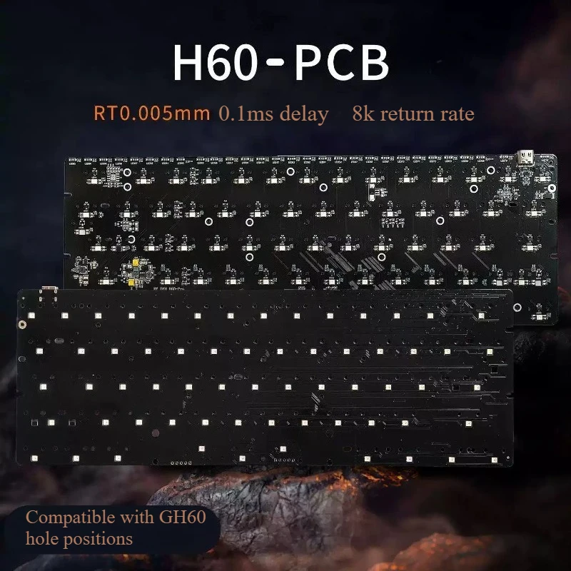 H60pro Magnetic Switch PCB Sound Pack Custom 8k Return Rate CF/Alu Positioning Plate GH60 Magnetic Switch Keyboard Accessories